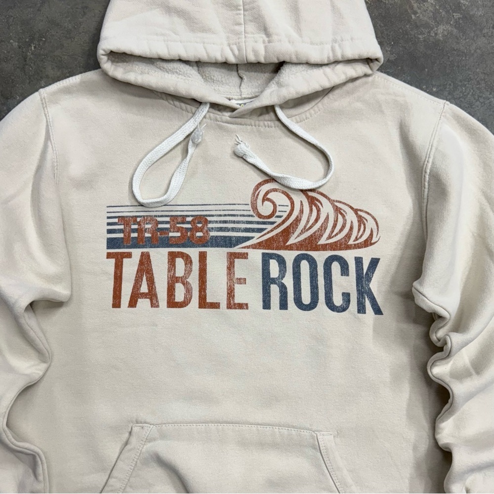 MV Sport Vintage Table Rock Graphic Hoodie Fleece Pullover Beige